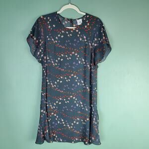 Cabi Muse Gray Floral Print Chiffon Dress Size XS 3828